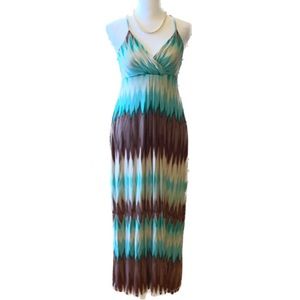 Willi Smith Tie Dye T-Back Fitted Maxi Dress w/ Adjustable Straps, Size Small.